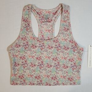 Evolution and Creation (Women's L) Floral Racerback Cropped Scoop Neck Tank Top